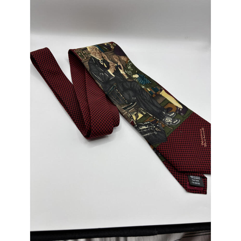 CURTIS PUBLISHING CO. Norman Rockwell Art Tie - SILK Houndstooth Design